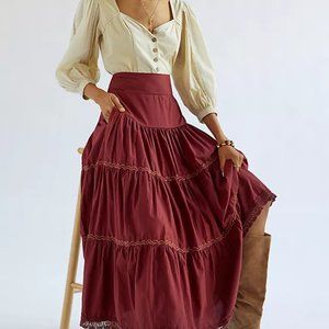 Tiered Lace Maxi Skirt